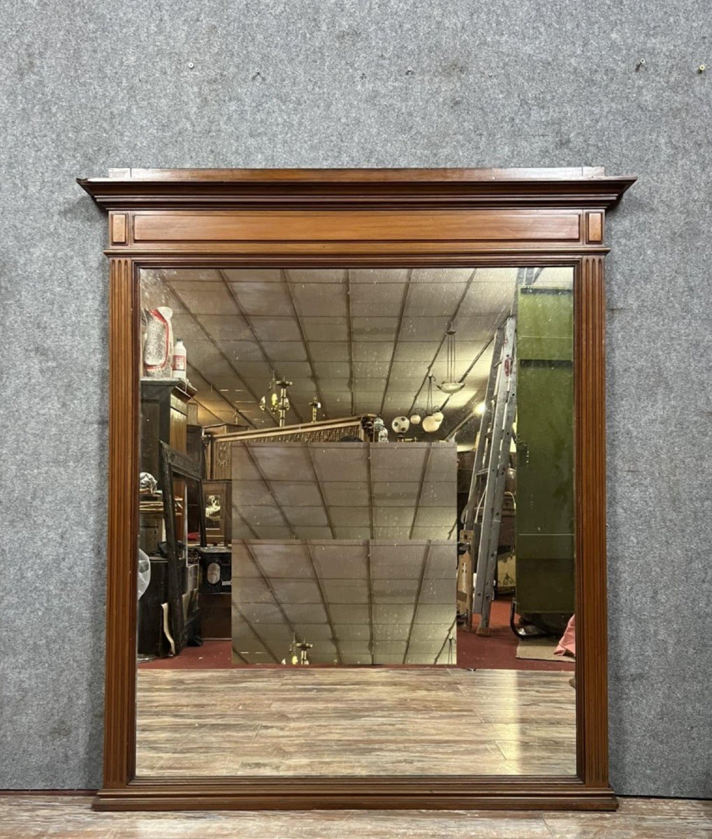 Very Large Louis XVI Style Rectangular Walnut Mirror 