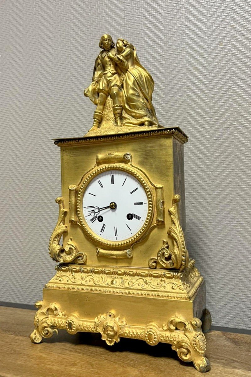 Superbe Pendule Borne En Bronze Doré d'époque Charles X-photo-6