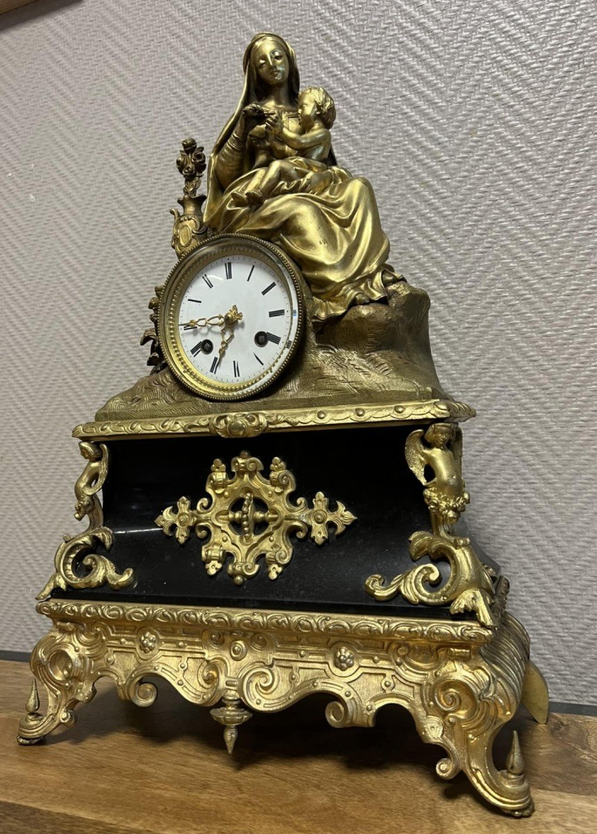 Important Gilt Bronze And Marble Clock From The Napoleon III Period -photo-3