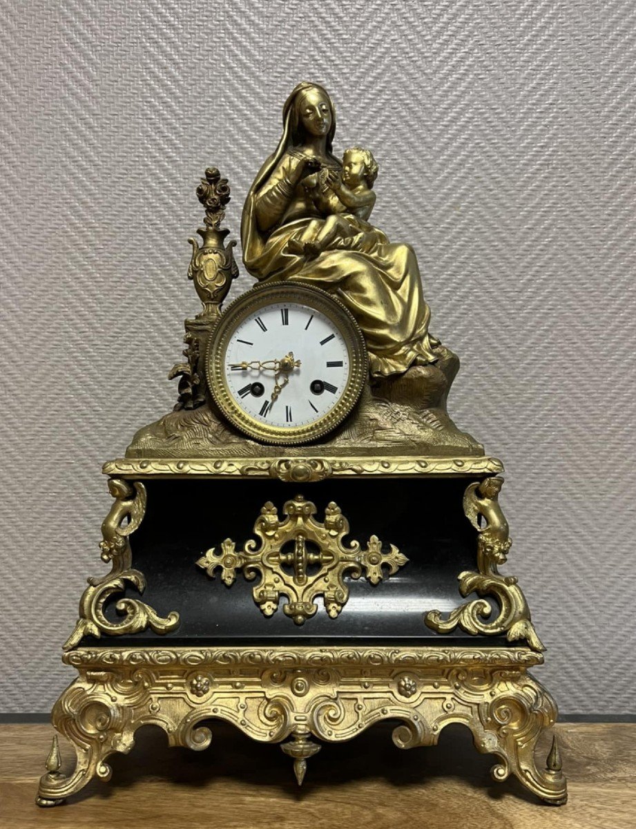 Important Gilt Bronze And Marble Clock From The Napoleon III Period 