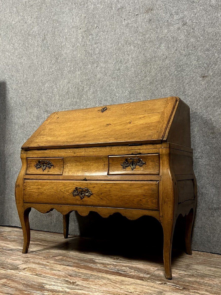 Louis XV Period Bordeaux Scriban Chest Of Drawers Curved On All Sides -photo-2