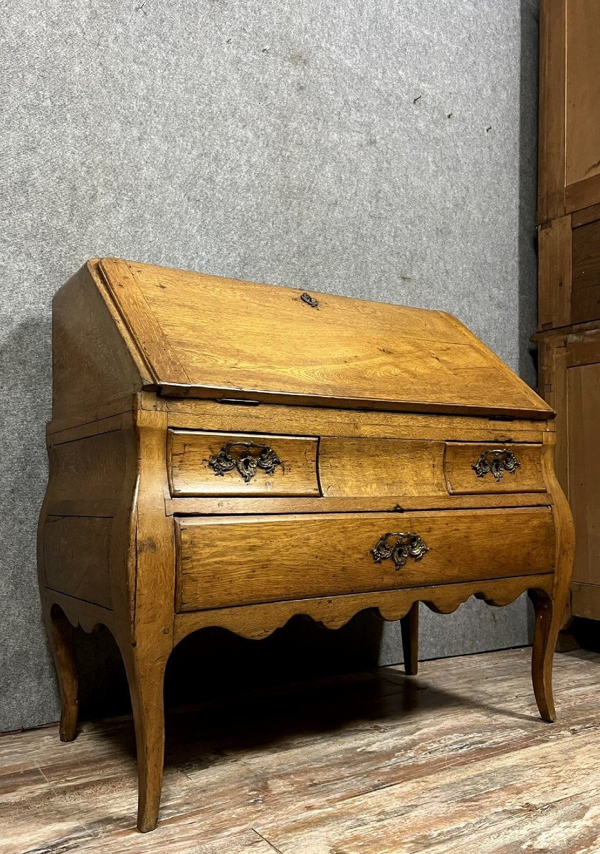 Louis XV Period Bordeaux Scriban Chest Of Drawers Curved On All Sides -photo-3