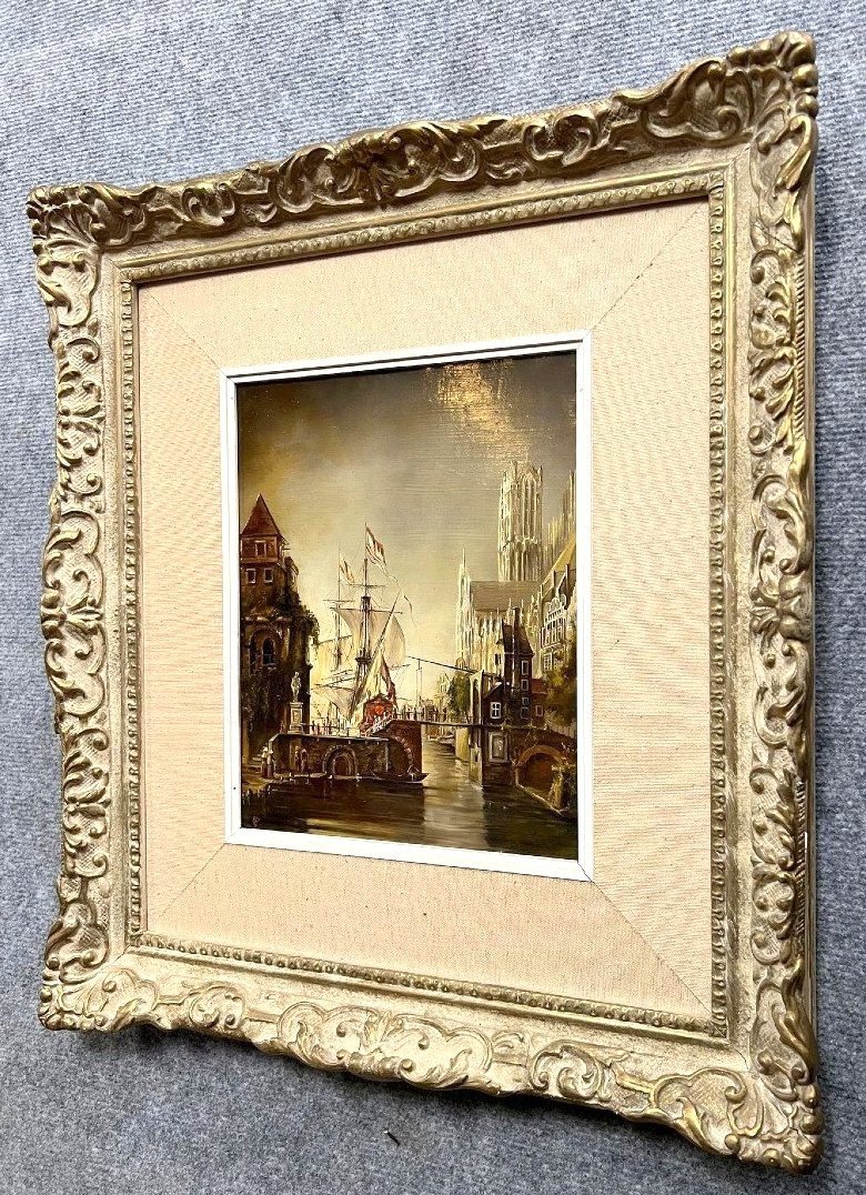 Flemish School Of Quality, 19th Century: Animated Port Scene -photo-4