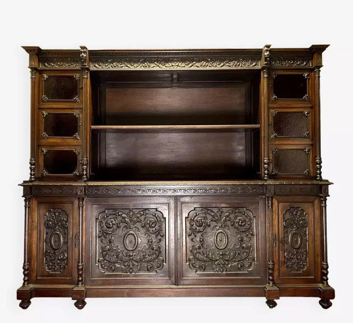 Important Renaissance Style Walnut Library -photo-1