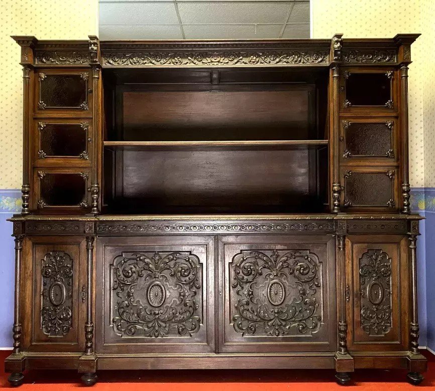 Important Renaissance Style Walnut Library -photo-2