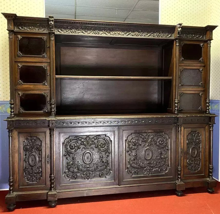 Important Renaissance Style Walnut Library -photo-6