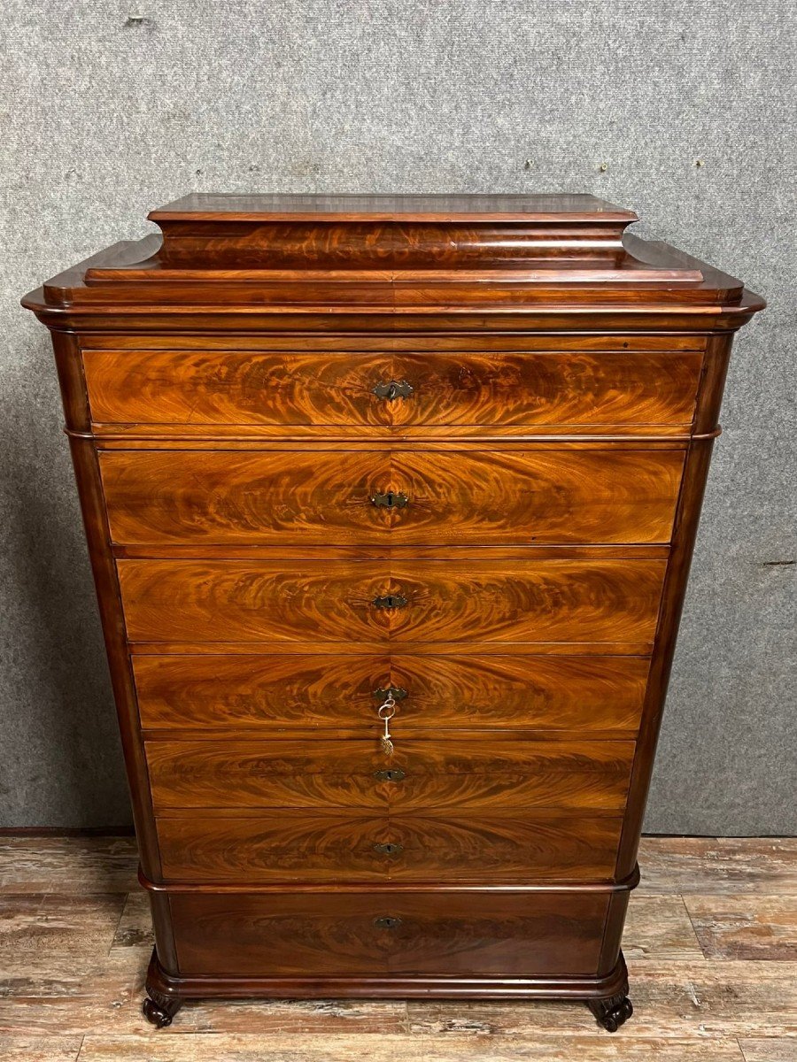 Biedermeier Period Mahogany Weekly Chest-photo-5