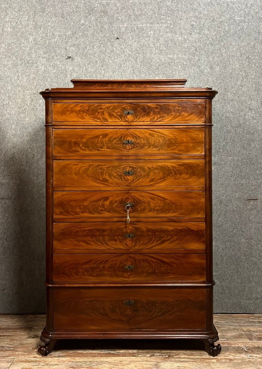 Biedermeier Period Mahogany Weekly Chest