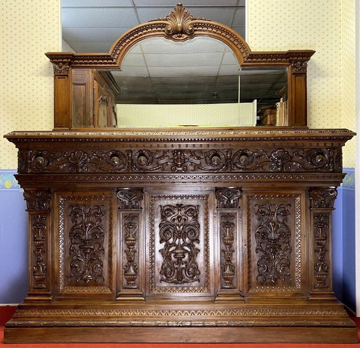 Very Important Renaissance Buffet In Carved Walnut 