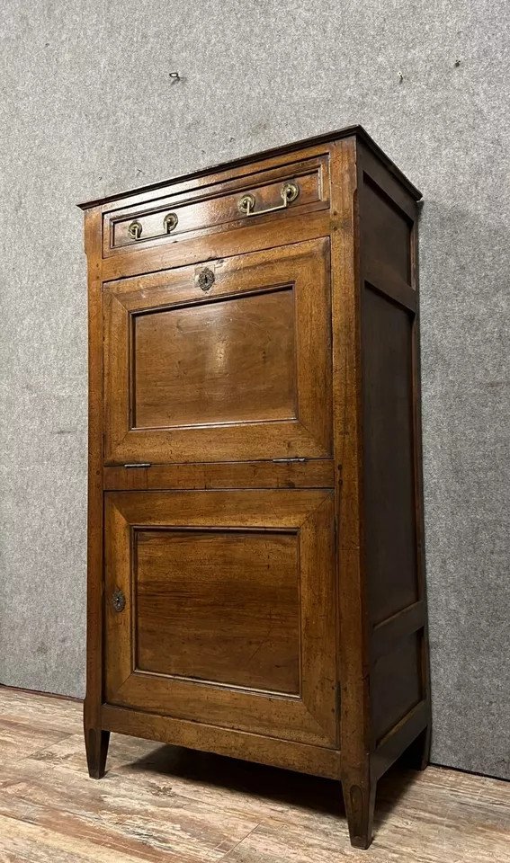 Rustic Secretary Louis XVI Period In Solid Walnut Circa 1780-photo-2