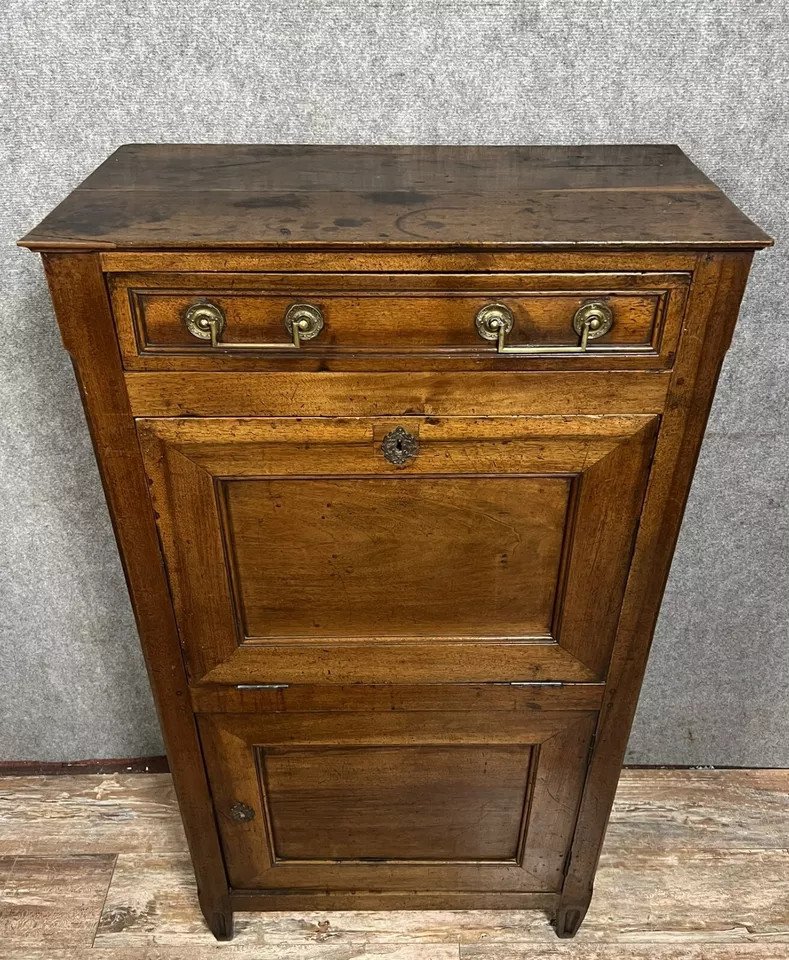 Rustic Secretary Louis XVI Period In Solid Walnut Circa 1780-photo-3