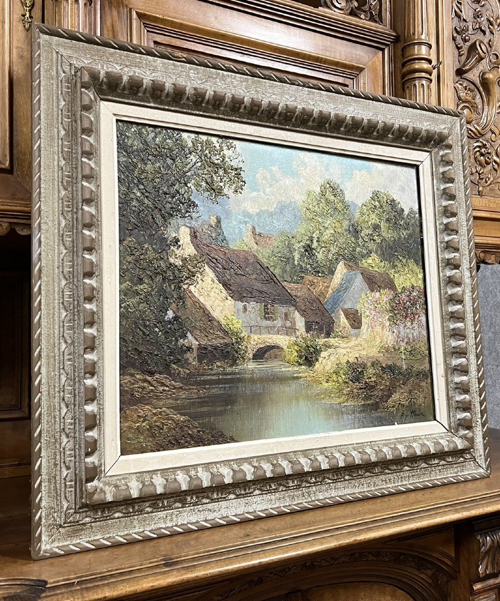 Hauck: Oil On Canvas Depicting The Surroundings Of Chevreuse -photo-1