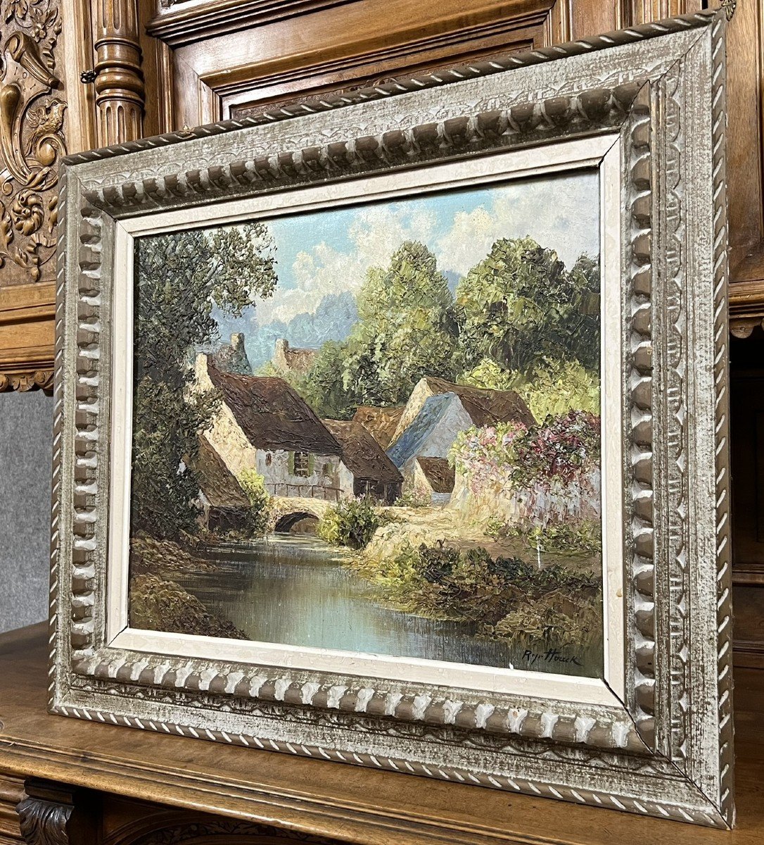 Hauck: Oil On Canvas Depicting The Surroundings Of Chevreuse -photo-2