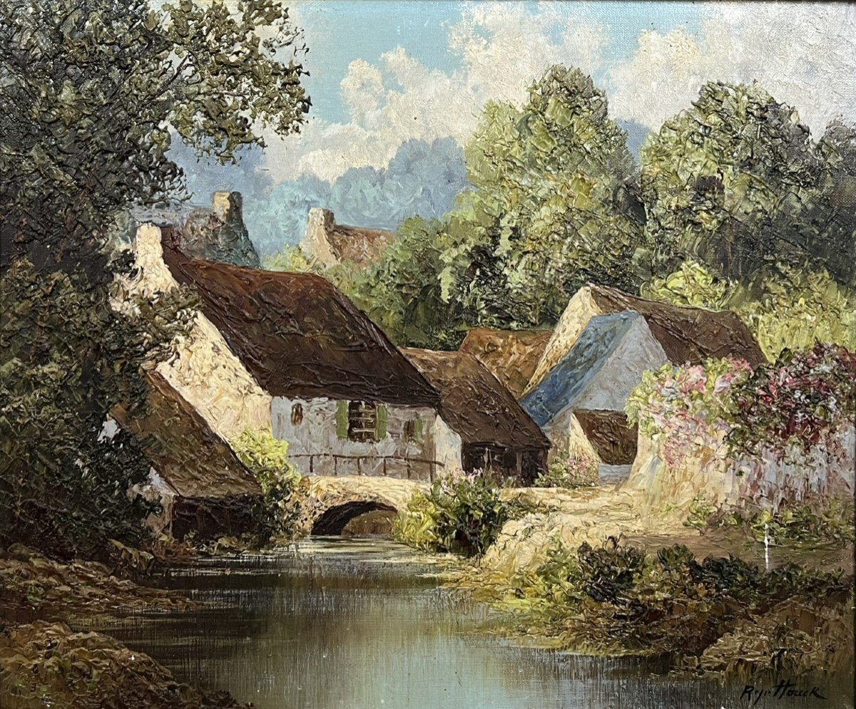 Hauck: Oil On Canvas Depicting The Surroundings Of Chevreuse -photo-3