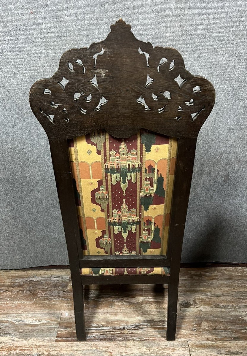 Rare Et Important Fauteuil Trône Au Blason De Style Renaissance En Bois Sculpté -photo-4