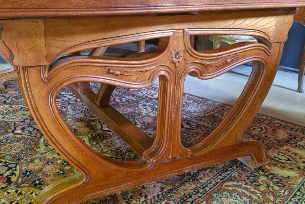 d'Après Louis Majorelle : Table école De Nancy époque Art Nouveau (438cm)-photo-2