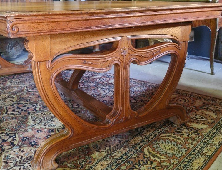 d'Après Louis Majorelle : Table école De Nancy époque Art Nouveau (438cm)-photo-4