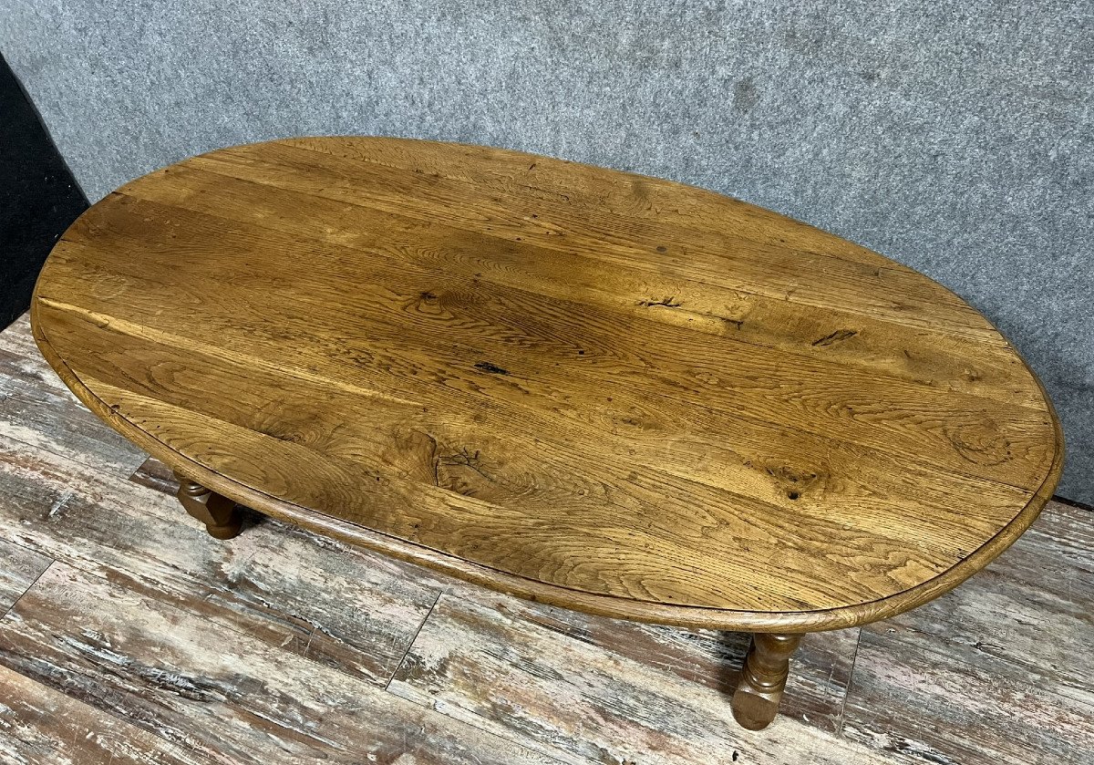 Very Large Louis XIII Style Coffee Table In Solid Oak-photo-3