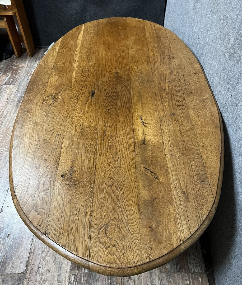 Very Large Louis XIII Style Coffee Table In Solid Oak-photo-4