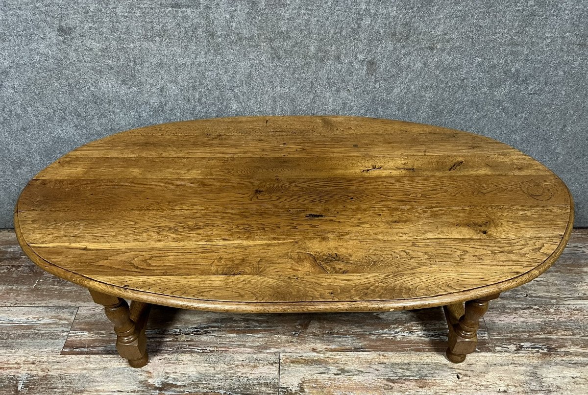 Very Large Louis XIII Style Coffee Table In Solid Oak