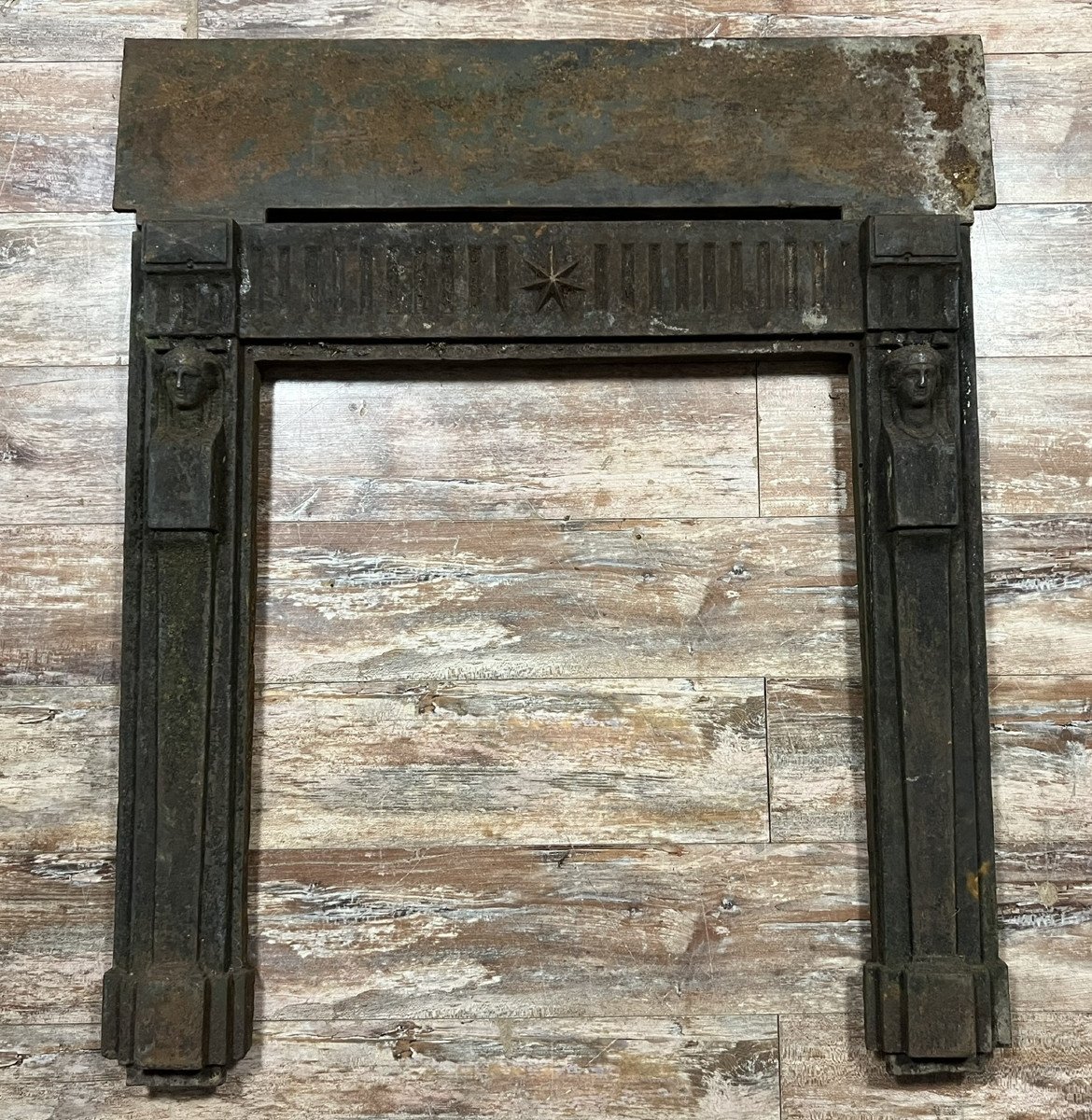 Very Rare Renaissance Style Fireplace In Cast Iron, 19th Century 