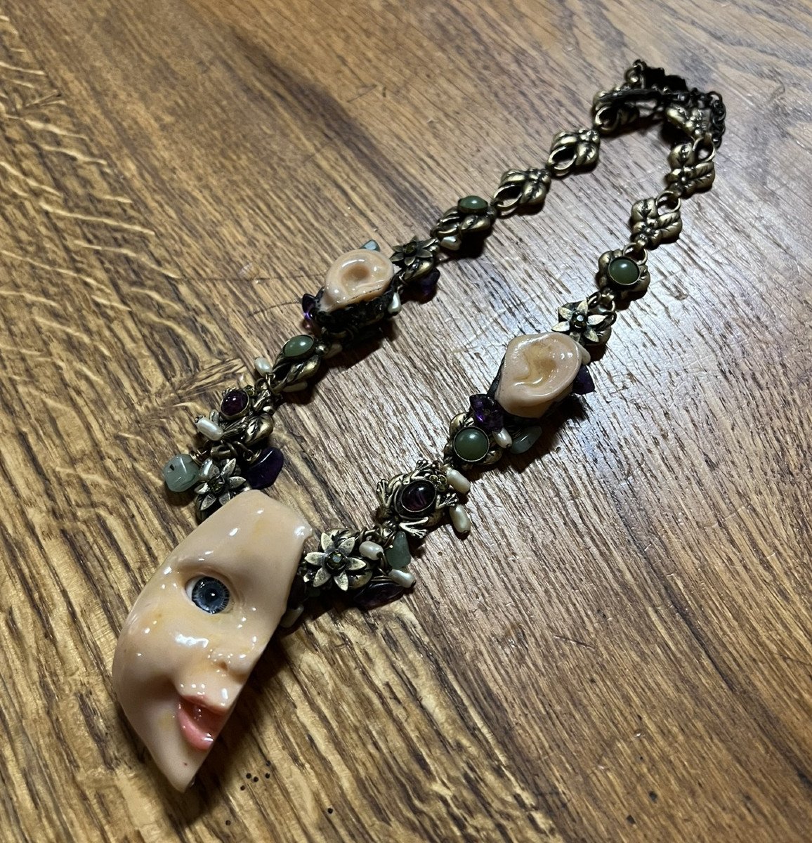 Vintage Curiosity Jewelry: Doll Head Necklace -photo-2