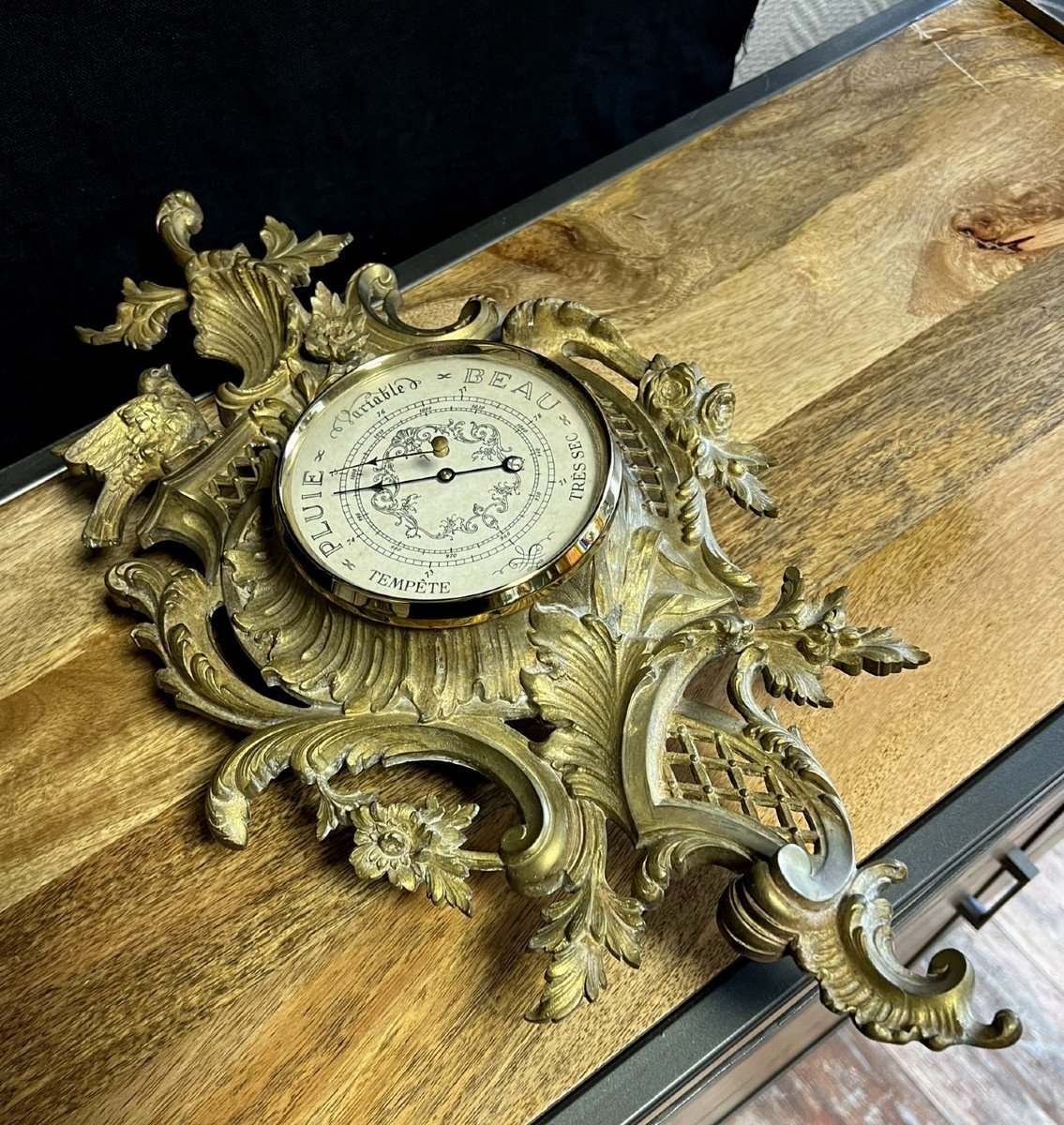 Beautiful Louis XV Style Rocaille Gilt Bronze Cartel -photo-1