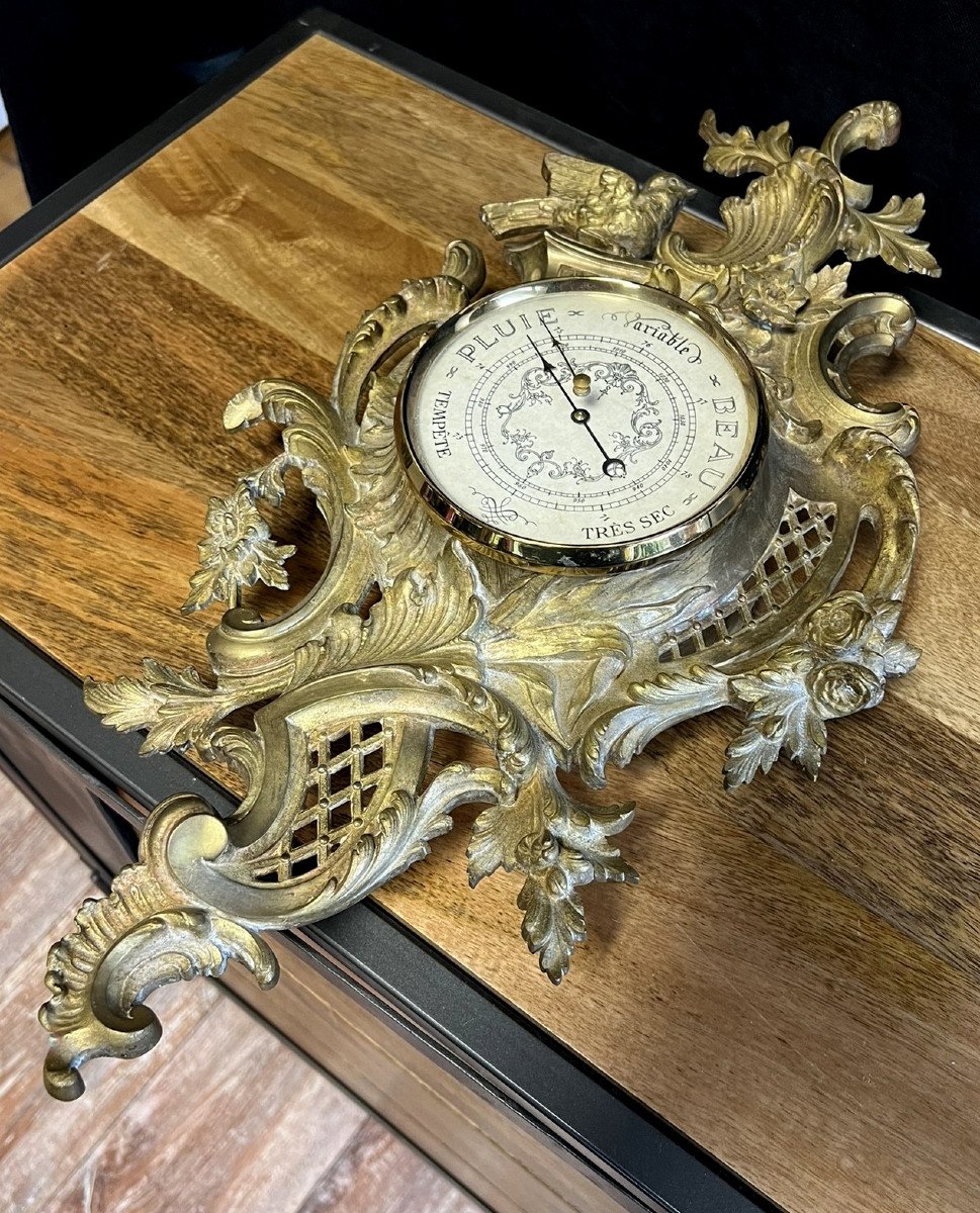 Beautiful Louis XV Style Rocaille Gilt Bronze Cartel -photo-3