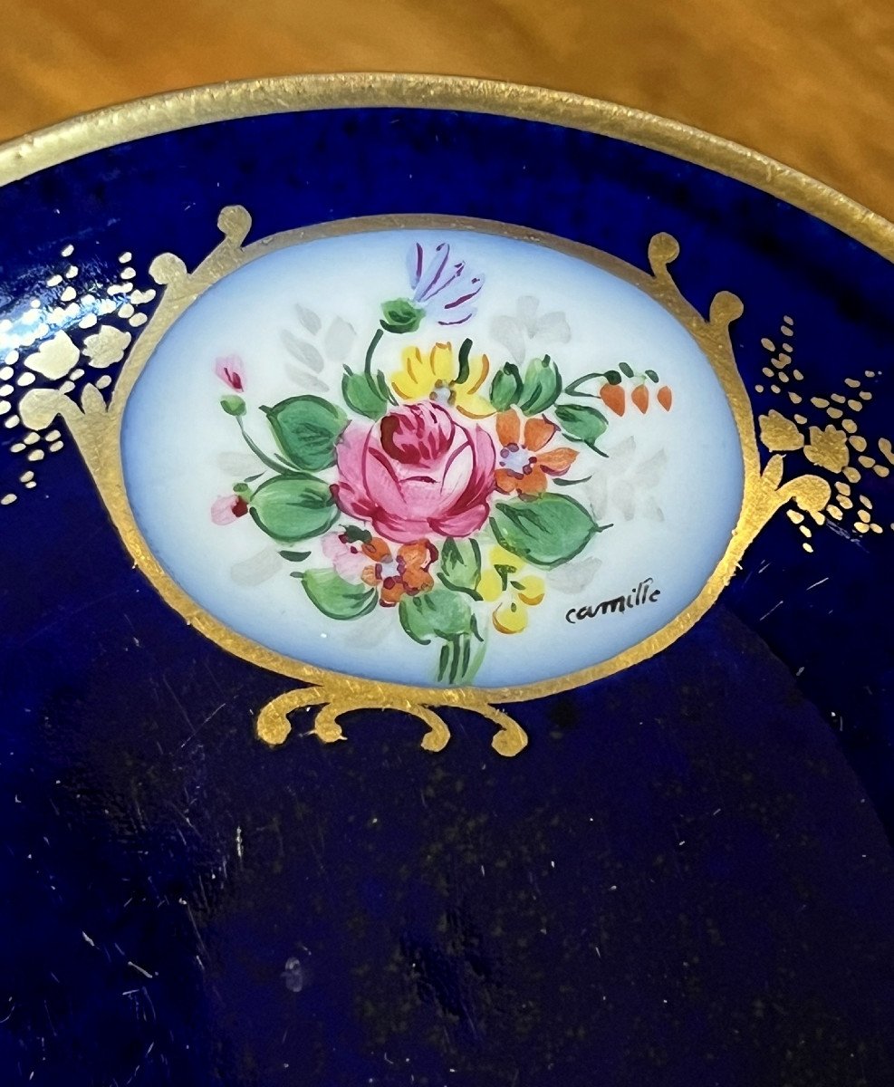 Limoges Pallas: Magnificent Cobalt Blue Porcelain Selfish Tea Or Coffee Service -photo-4