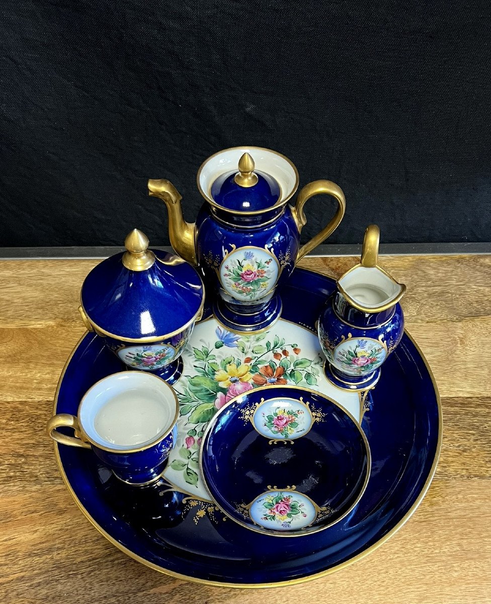 Limoges Pallas: Magnificent Cobalt Blue Porcelain Selfish Tea Or Coffee Service 