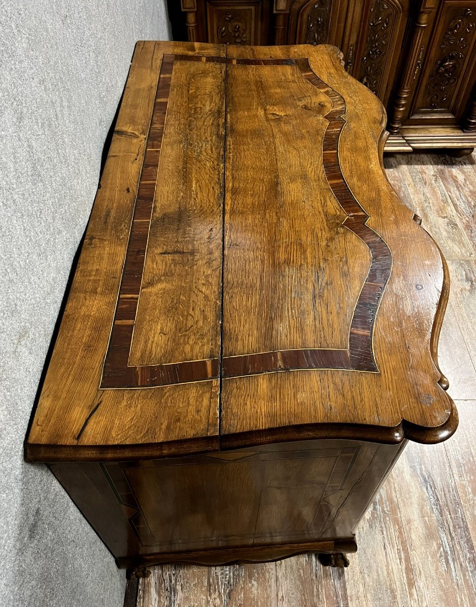 Louis XV Period Arbalète Chest Of Drawers In Marquetry -photo-4