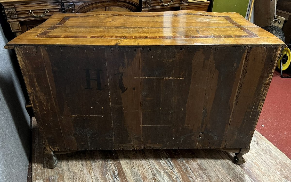 Louis XV Period Arbalète Chest Of Drawers In Marquetry -photo-7