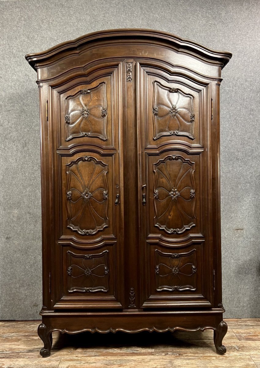 Baroque Louis XV Style Wardrobe In Solid Walnut -photo-1