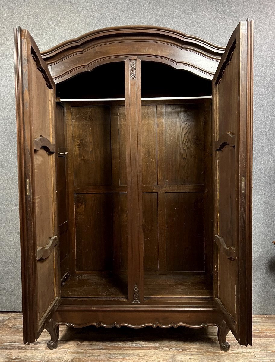 Baroque Louis XV Style Wardrobe In Solid Walnut -photo-3