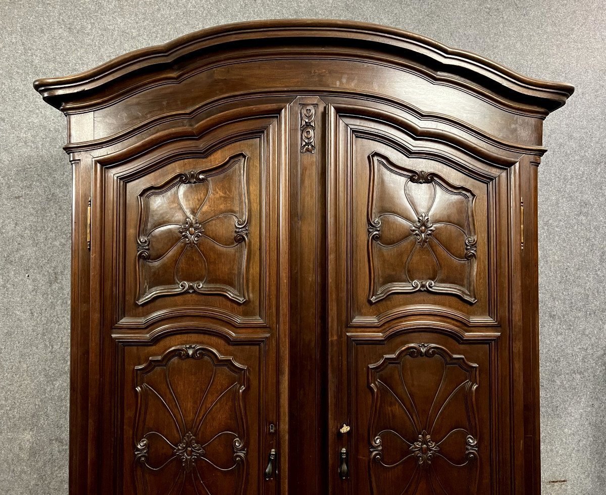 Baroque Louis XV Style Wardrobe In Solid Walnut -photo-4