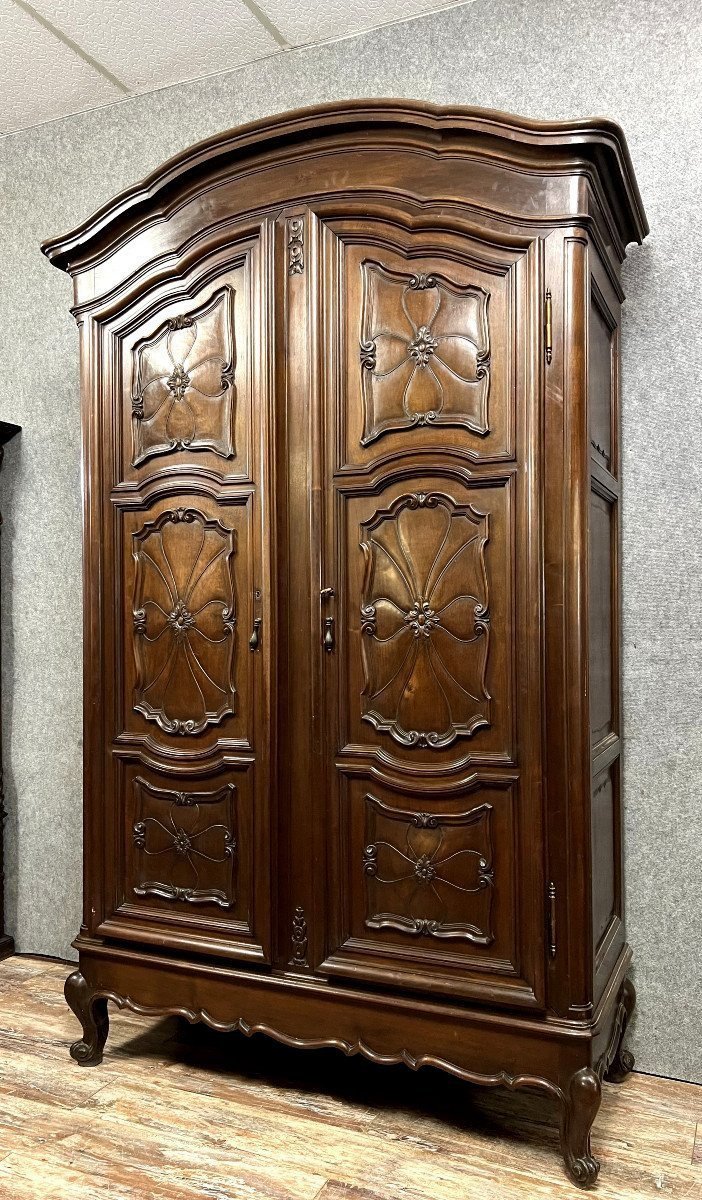 Baroque Louis XV Style Wardrobe In Solid Walnut 