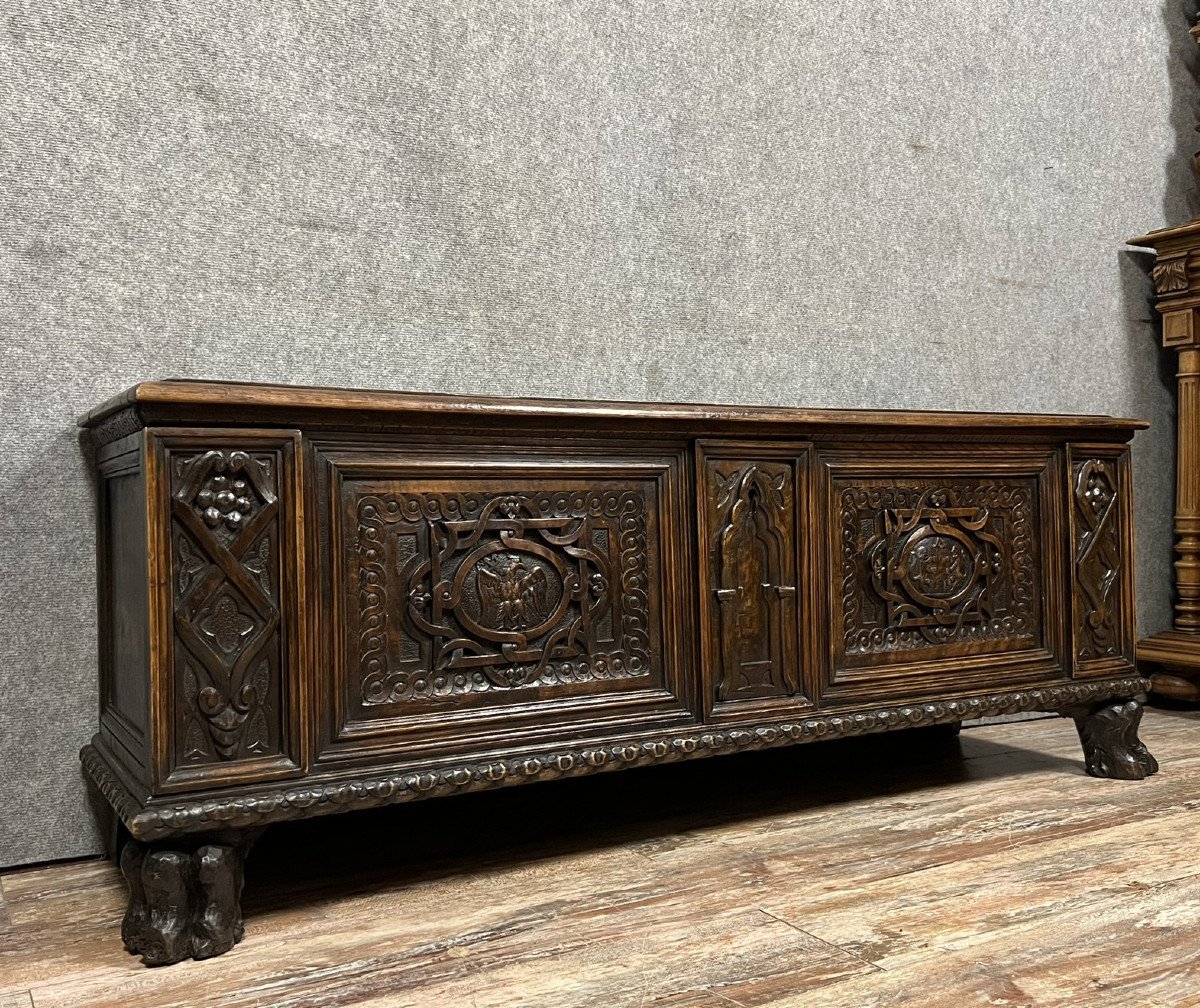 Late 17th Century Renaissance Chest In Solid Walnut -photo-3