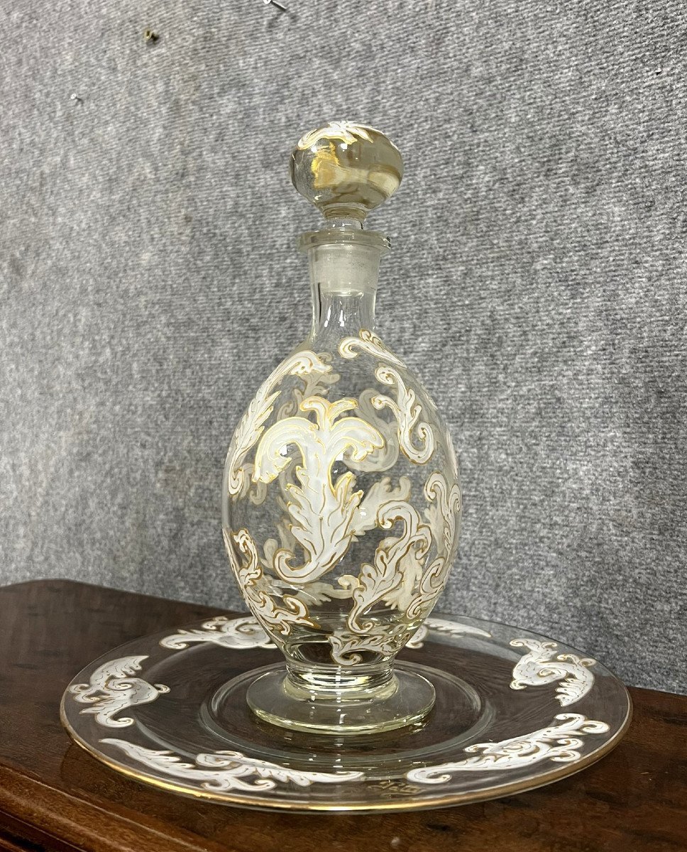 Luxueux Ensemble Carafe Et Plateau En Cristal / Murano - Baccarat - Saint Louis -photo-1