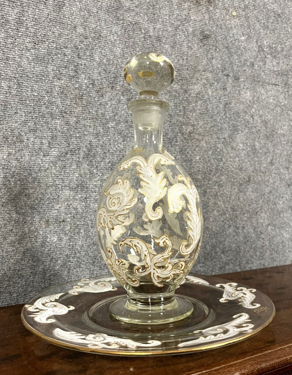 Luxueux Ensemble Carafe Et Plateau En Cristal / Murano - Baccarat - Saint Louis 