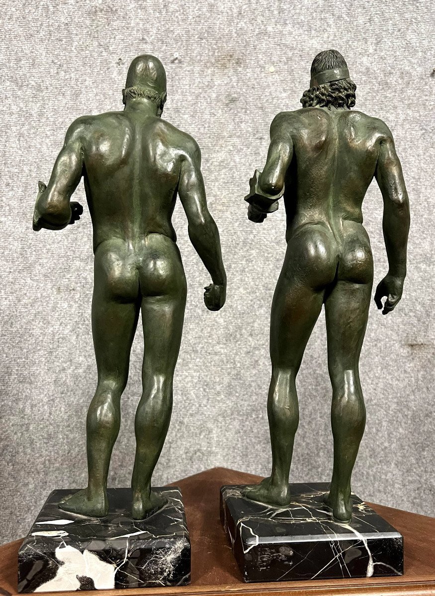  d'Après l'Antique : Les Guerriers De Riace En Fonte à Patine Bronze-photo-3