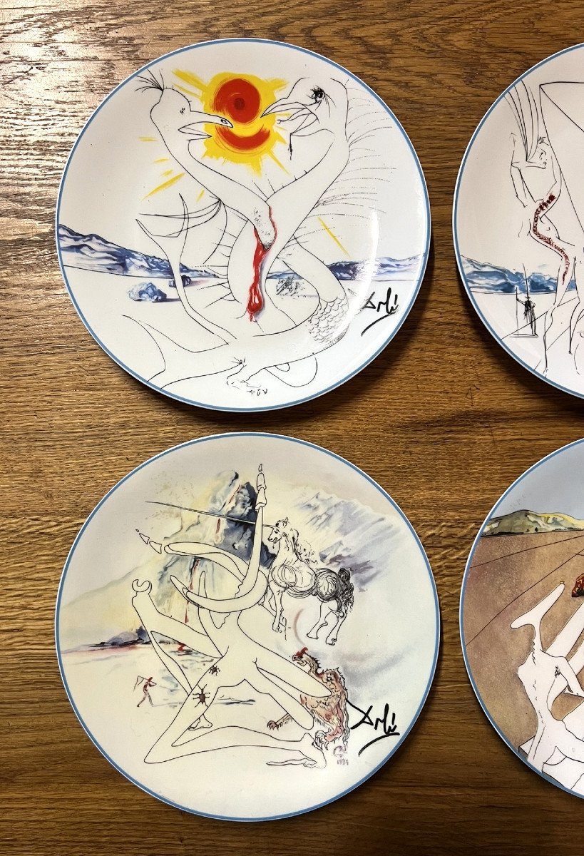 Salvador Dali (1904 - 1989) : Manufacture De Limoges Suite De Six Assiettes -photo-3