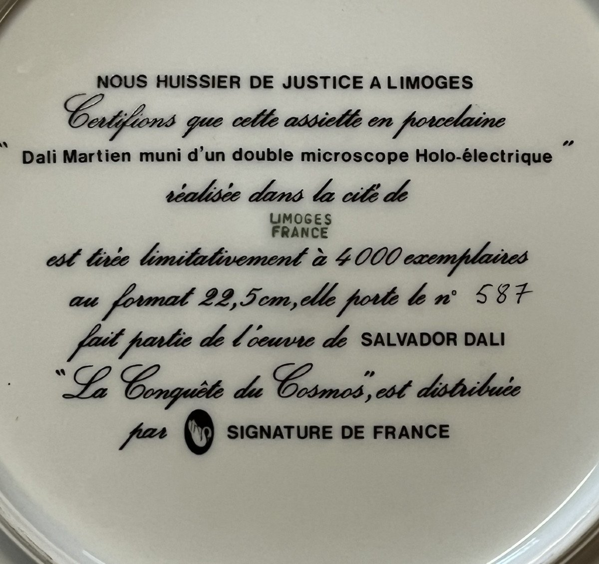 Salvador Dali (1904 - 1989) : Manufacture De Limoges Suite De Six Assiettes -photo-7