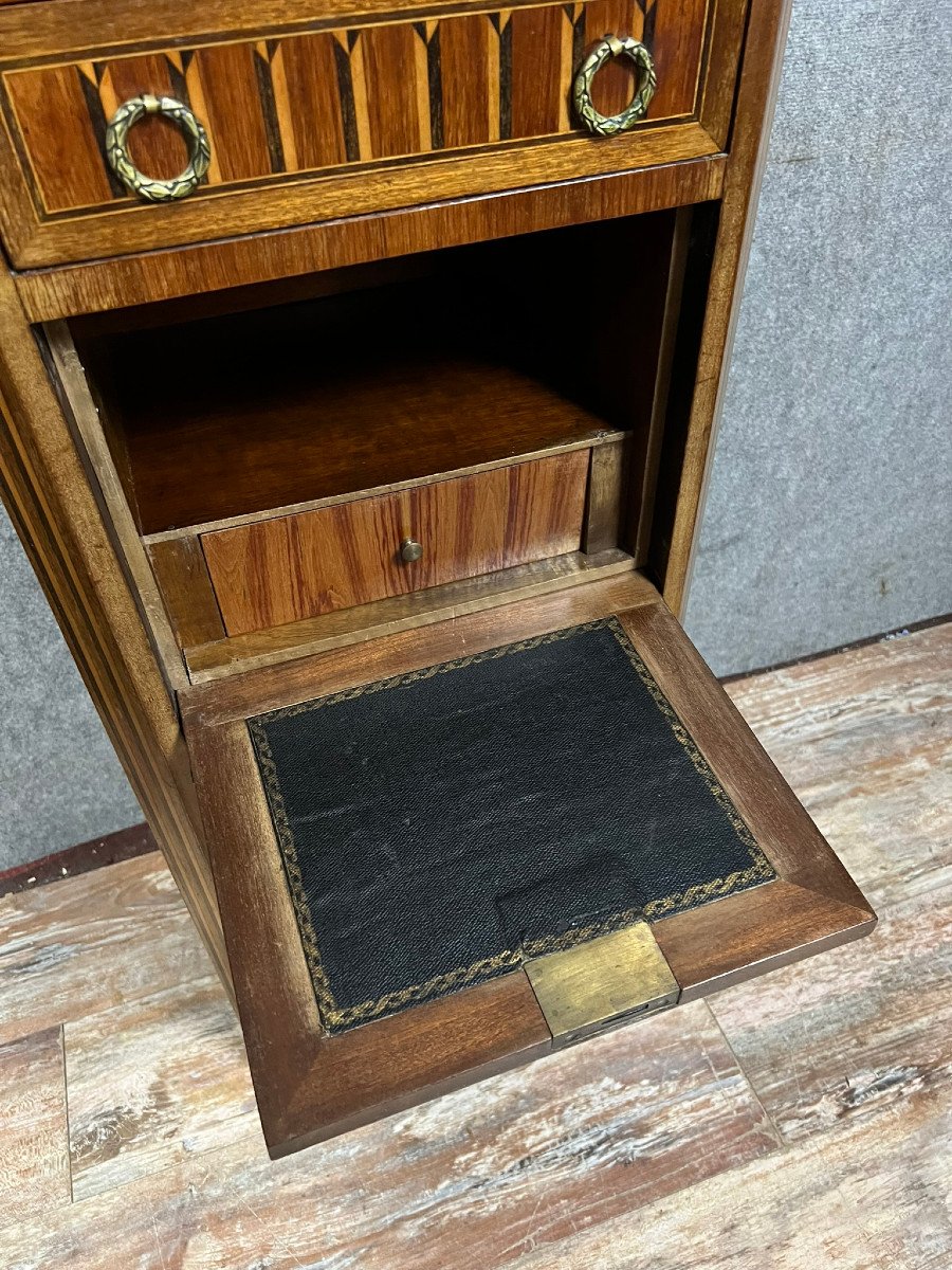 Rare Small Louis XVI Lady's Secretary In Precious Wood Marquetry / H 104cm-photo-5