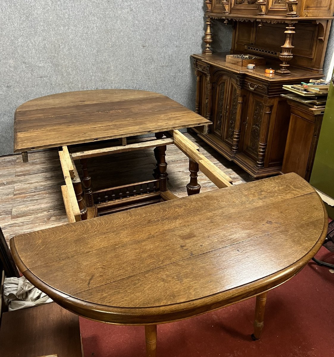 Very Important Renaissance Table In Solid Oak With Extensions Circa 1850 (320 Cm) -photo-7