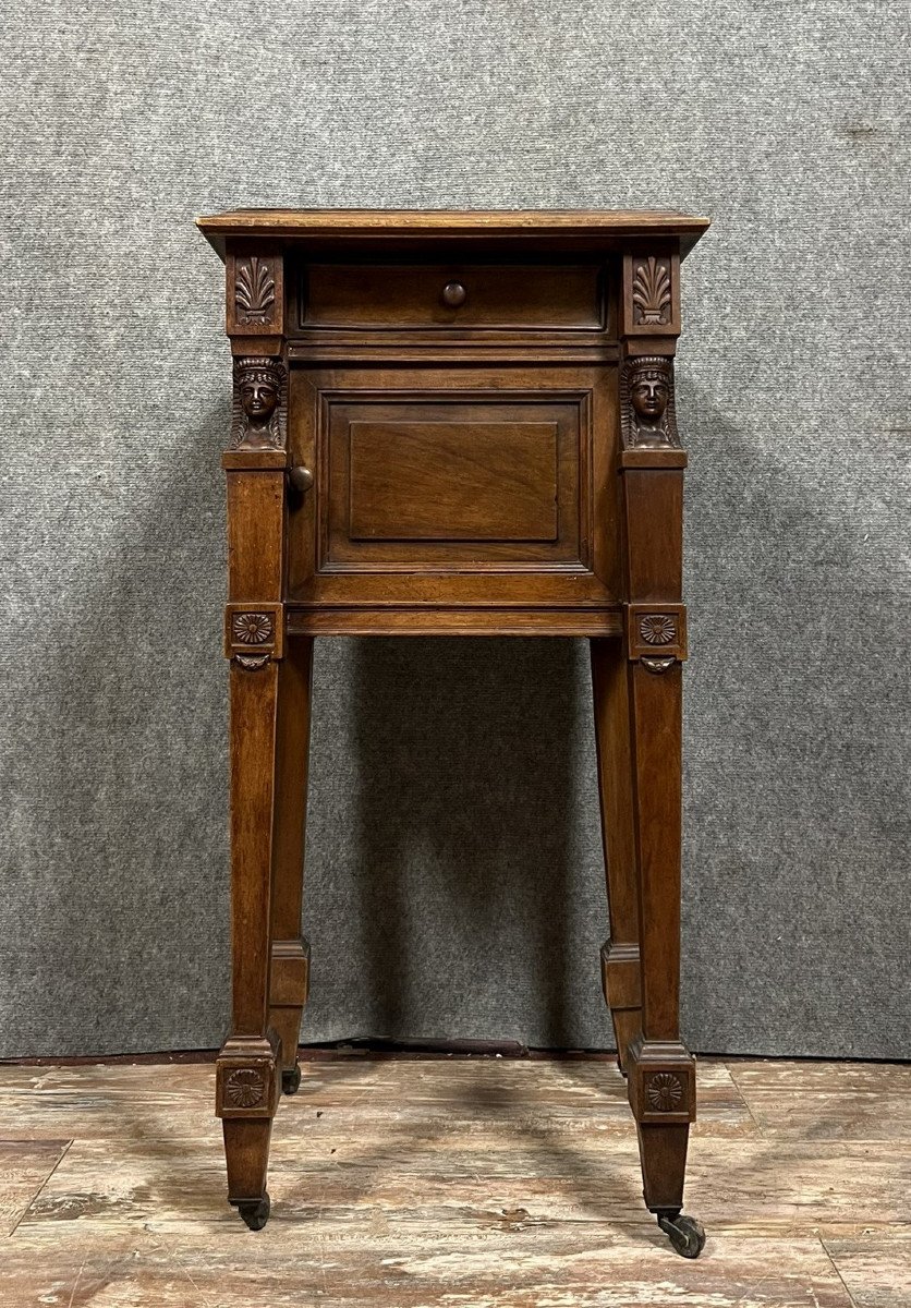 Empire / Consulate Bedside Table In Walnut 