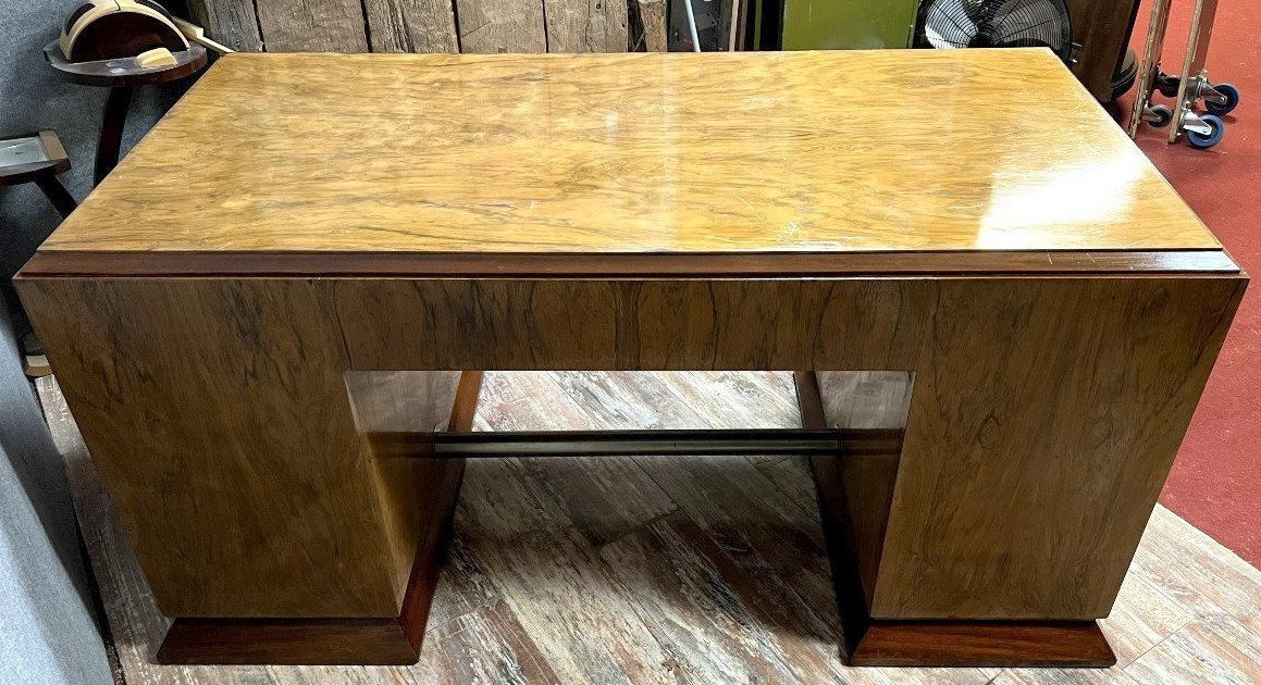 Art Deco Period Walnut Desk -photo-2