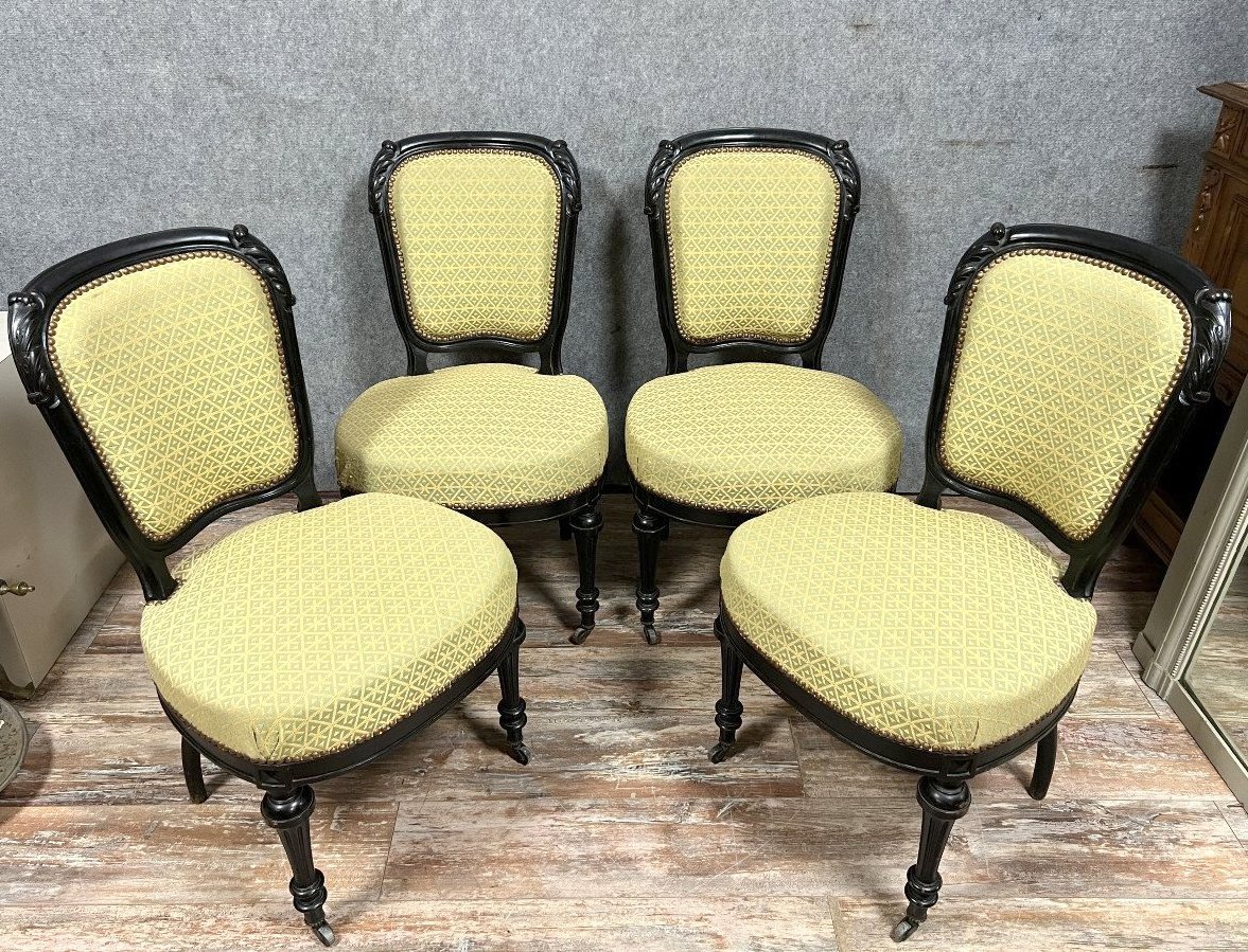 Série De 4 Chaises époque Napoléon III En Bois Laqué 