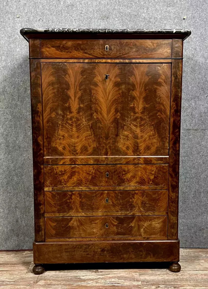 Louis Philippe / Restoration Period Secretary In Mahogany And Maple -photo-2