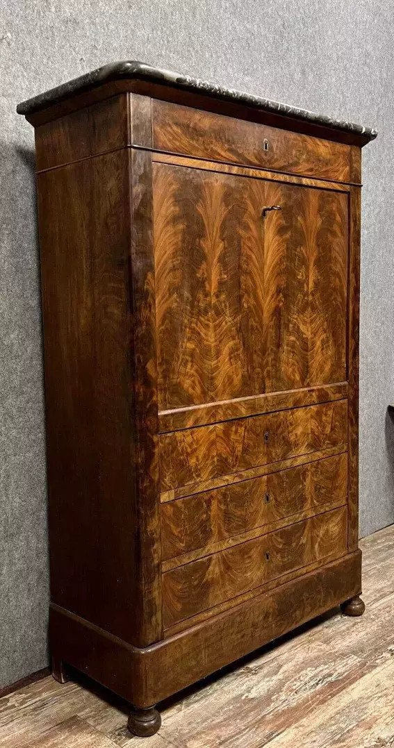 Louis Philippe / Restoration Period Secretary In Mahogany And Maple 