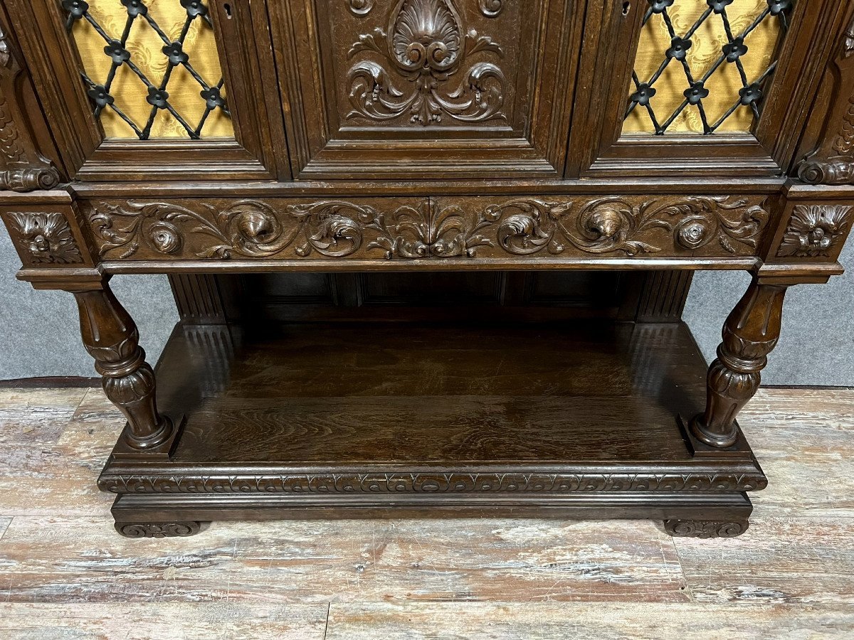 Cabinet Dressoir Style Renaissance En Noyer Et Chêne -photo-2